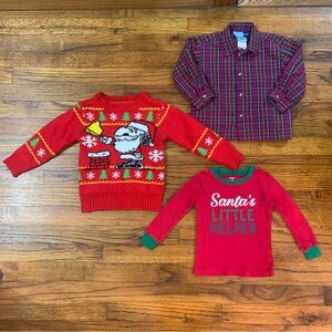 Baby Toddler Boy Christmas Themed Bundle Sweater Shirt Top
Plaid
Santa’s Helper